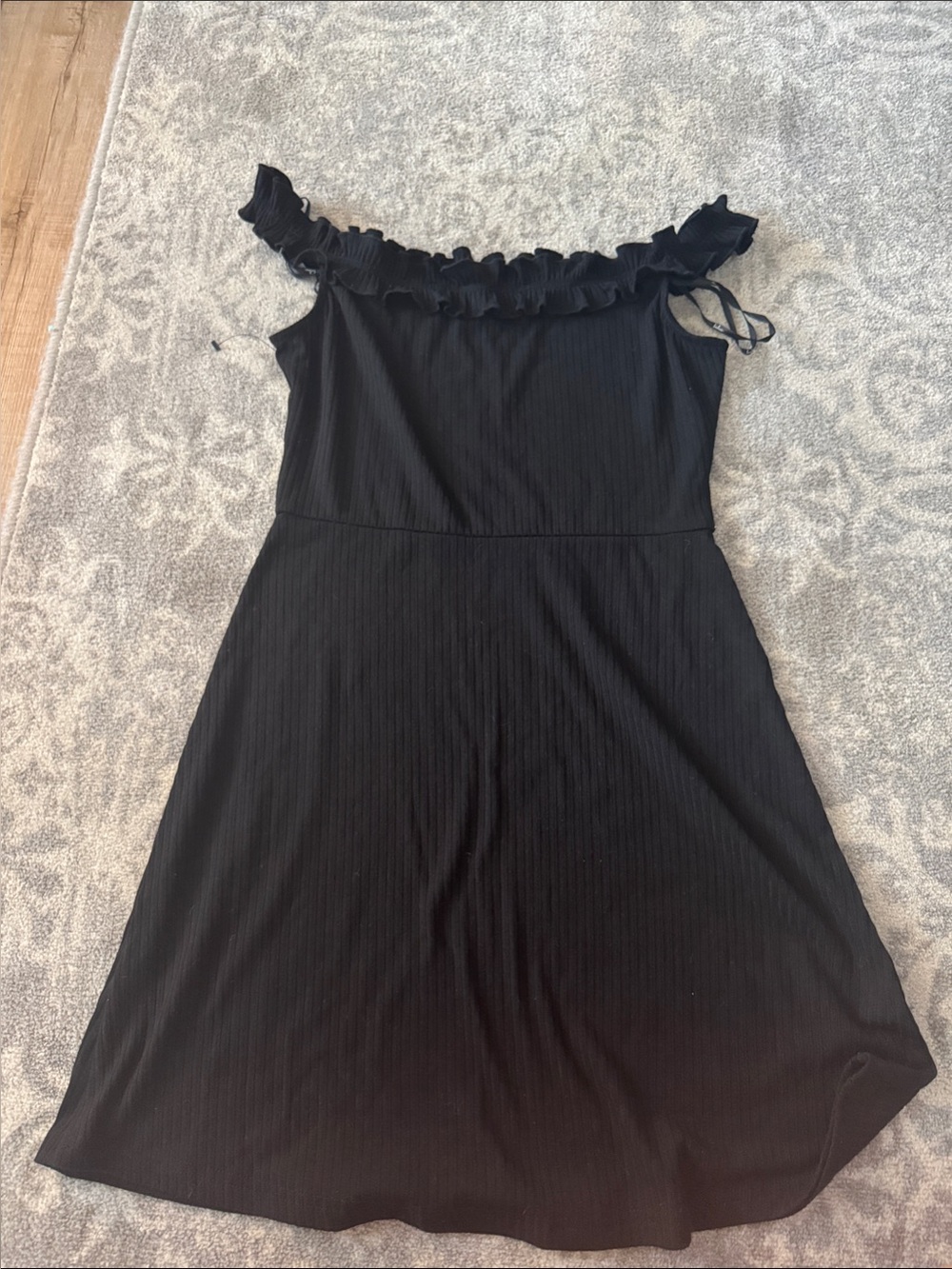 Lulu's Black Off-Shoulder Ruffle Dress